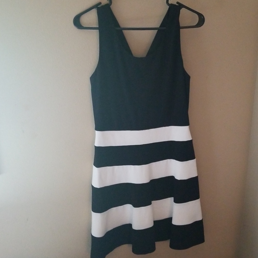 Express black and white stripe dress